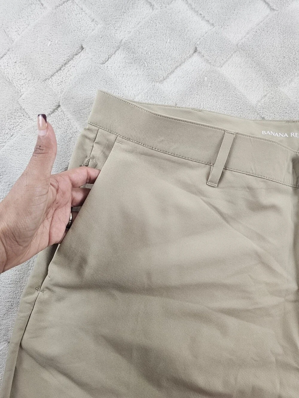 Banana Republic Traveler Pant Mens 38x34 Chino Tech Flat Front Beige